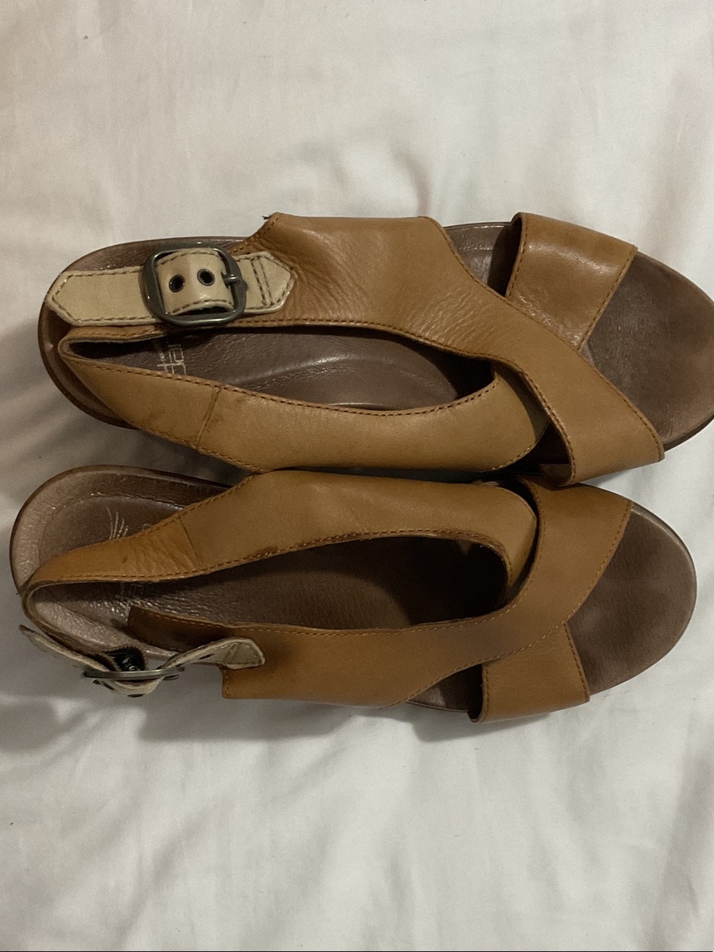 Dansko Women's Tan Leather Buckle Slingback Sandals